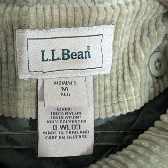 LL Bean Corduroy Barn Jacket Womens Size Medium Green Removable Liner Workwear - Picture 7 of 16